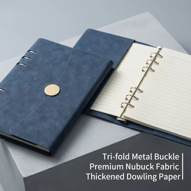 A5 Ringbuch Notizbuch aus PU-Leder mit 200 Blatt linierten Seiten, nachfüllbar, 6-Ring-System für Journaling und Zeichnen - Bild 2