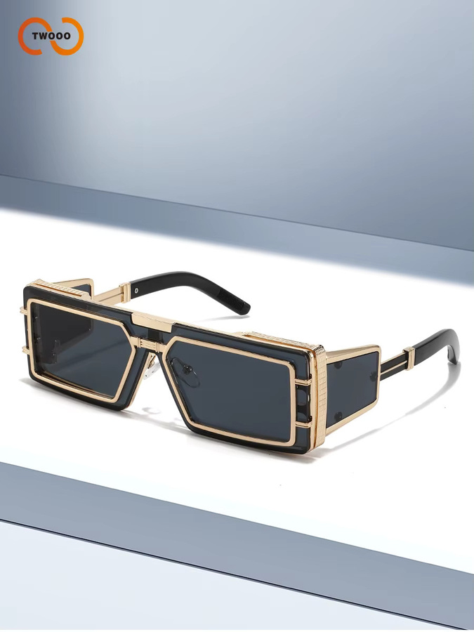 TWOOO Sonnenbrille, Rechteckig, Vollrand, Metall, Unisex, Schwarz - Bild 3
