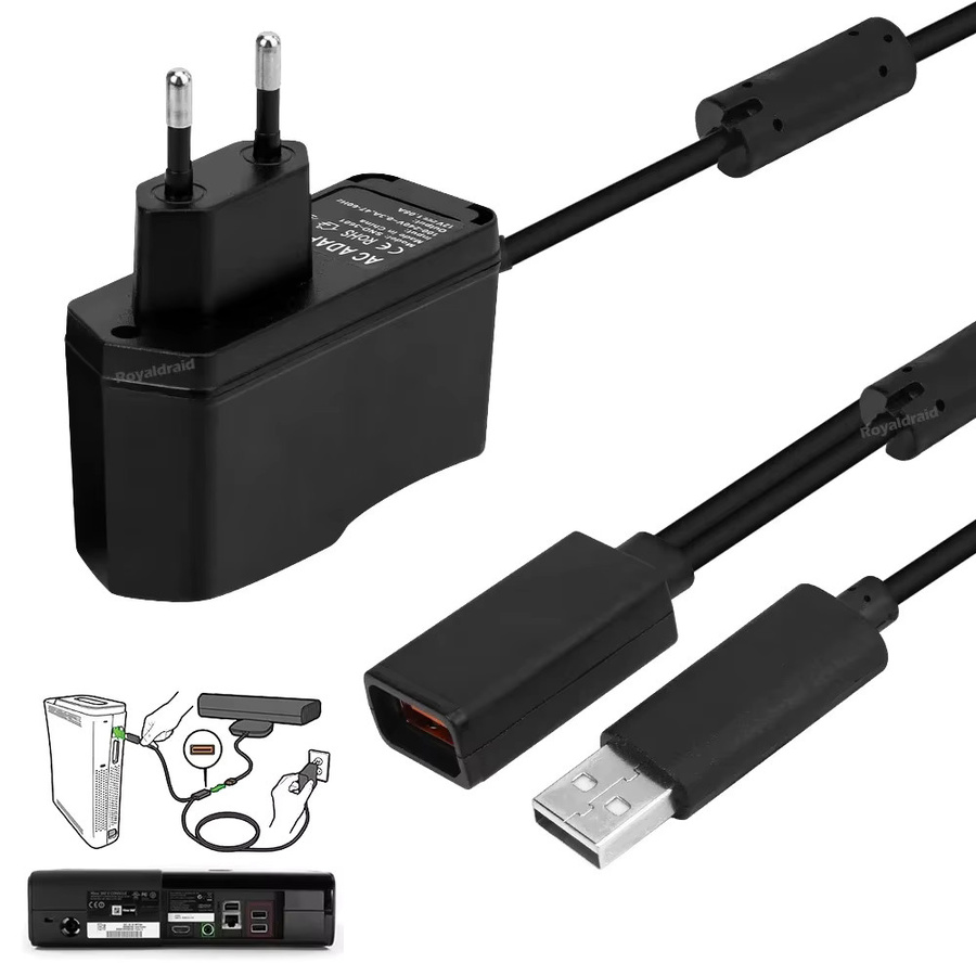 HeroAngel USB AC Netzteil mit USB Ladekabel für Xbox 360 und Xbox 360 Slim in Schwarz - Bild 4