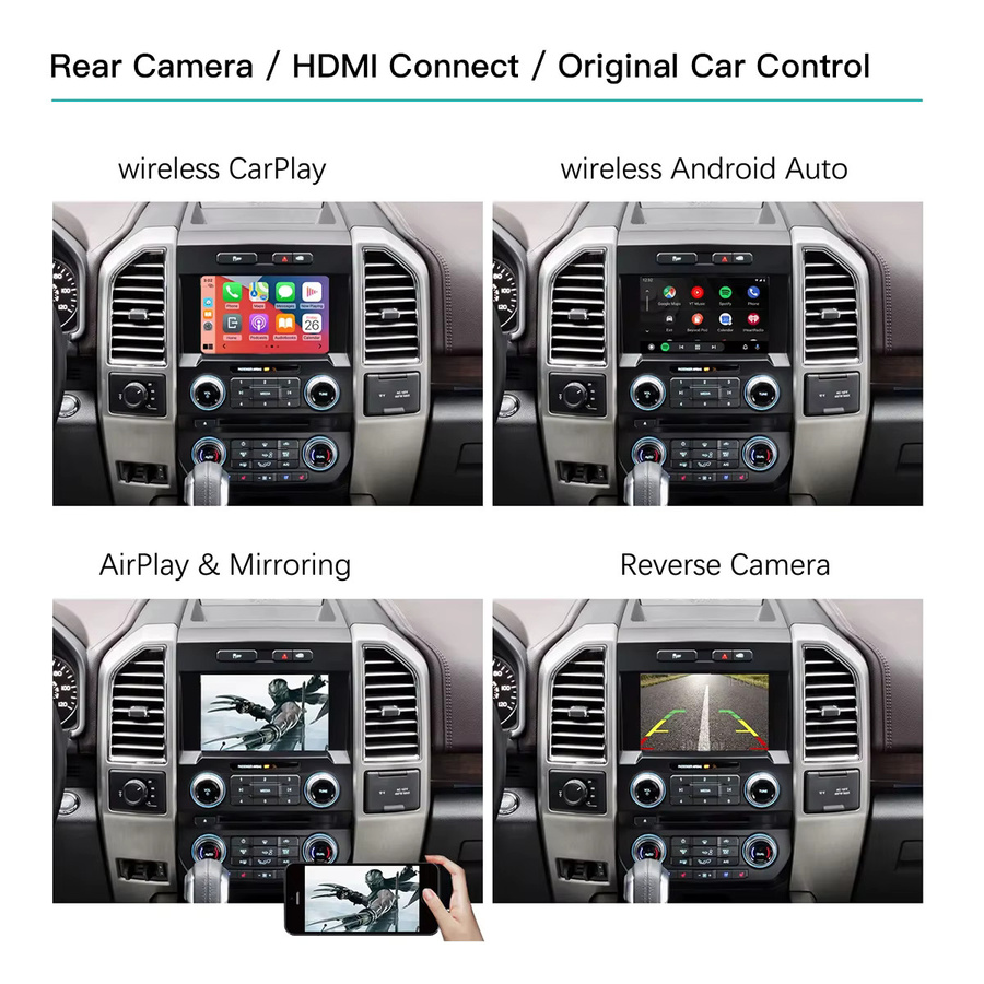 AUTOABC Drahtlose CarPlay und Android Auto Navigation Decoder Box für Ford Sync 2 F-150 Expedition Super Duty in Schwarz - Bild 2