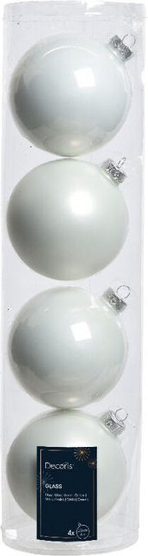 Kaemingk Weihnachtskugeln Weiß, 4er Set Hängeornamente aus Kunststoff, Durchmesser: 10 cm - Bild 1