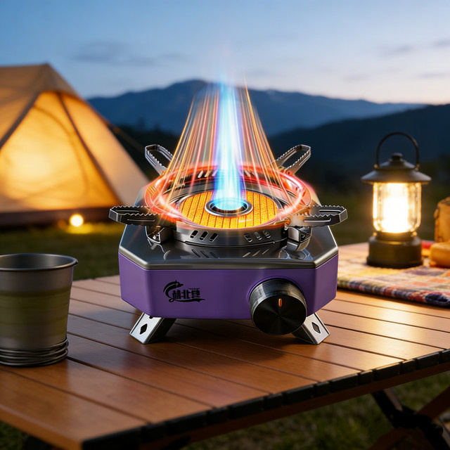 SmiloDon Tragbarer Split-Campingkocher mit 8800W Leistung für Outdoor, Picknick und Wandern, Kassetten-Gaskocher in Weiß oder Lila - Bild 1