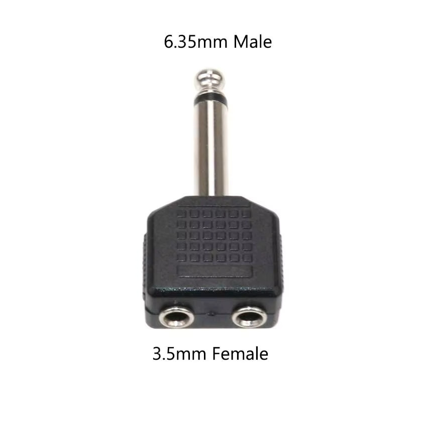 YuXi Audio-Klinkenstecker-Adapter Schwarz, 6,35 mm Stecker auf 2 x 3,5 mm Buchse, Kopfhörer-Mikrofon-Splitter-Konverter - Bild 1