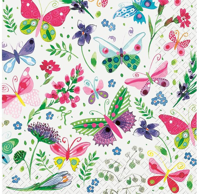 Serviette My Butterflies von Stewo, 20 Stück, weiß und mehrfarbig - Bild 1