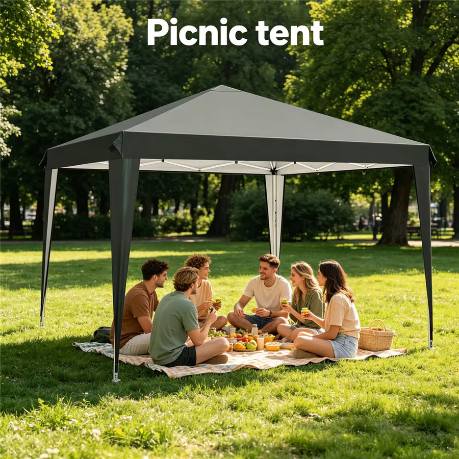HGTUGO Faltbares Pop-Up-Pavillon-Zelt in Schwarz, Wasserdicht und UV-Schutz, B/T/H: 300 x 300 x 251 cm - Bild 6