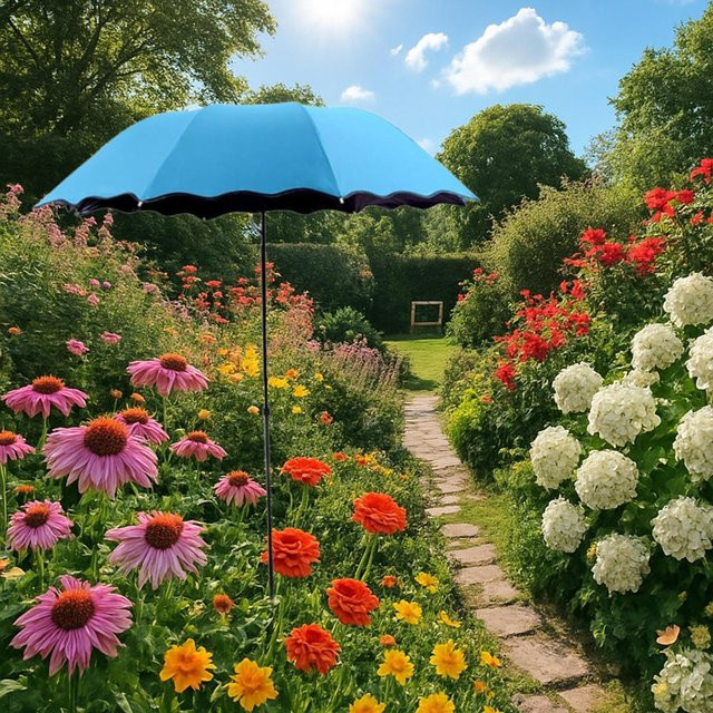 Gartenschattenabdeckung für Topfpflanzen und Poolbereich von Deals2019ing in Blau mit Eisenstangen - Bild 1