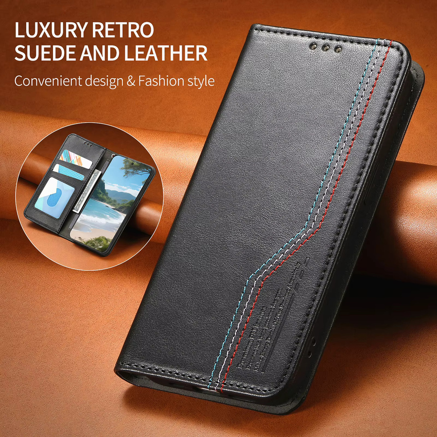 Solt Leder-Handyhülle mit magnetischem Brieftaschen-Kartenfach und Armbandhalter für Google Pixel 9, 10 Pro XL, 8A und 7A in Schwarz - Bild 5