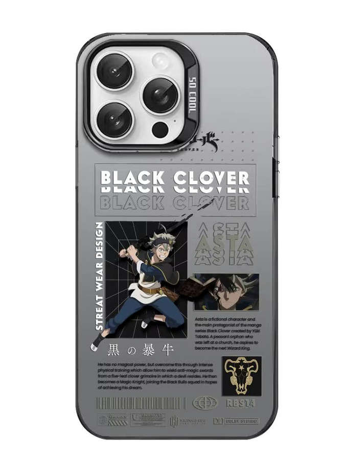 Anime CloverS Logo Handyhülle für iPhone 17 16 15 14 13 12 11 Pro Max Air Matte Laser Aurora stoßfeste Schutzhülle in Schwarz - Bild 4