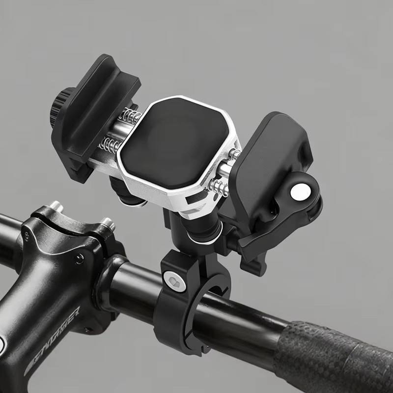WOSAWE Smartphone Halterung aus Aluminium Legierung mit Vibrationsdämpfer in Schwarz für Motorrad, Fahrrad, ATV und Roller - Bild 2