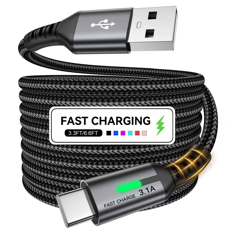 Tzlrxl USB auf Typ-C Kabel 60W Schnellladekabel mit LED in Schwarz - Bild 7