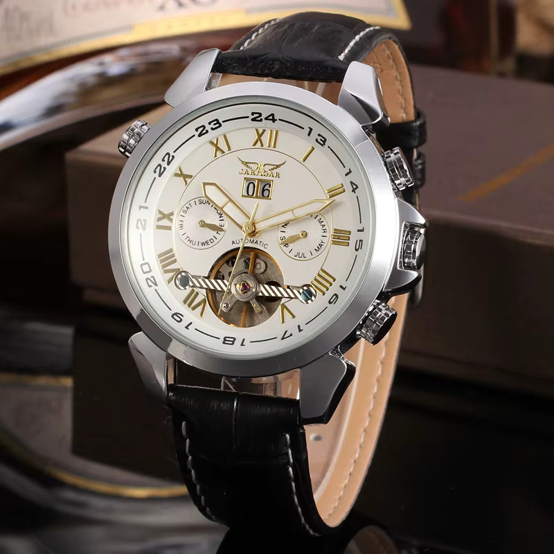 Jaragar Armbanduhr Automatik, Tourbillon, Edelstahl, Leder, Herren - Bild 4