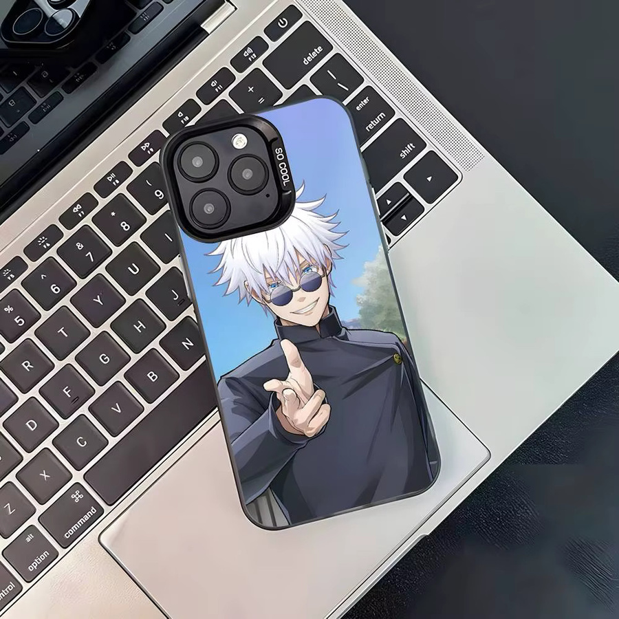 Stoßfeste Anime Gojo Satoru Handyhülle für iPhone 17, 16, 15, 14, 13, 12, 11, Pro, XS, Max, Plus, Mini, SE, Farbe: Schwarz, Mattes Finish - Bild 2