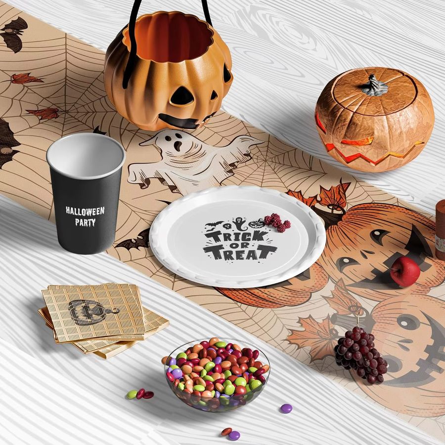 VIKAMA Tischläufer mit Herbst-Motiv Kürbis und Blättern für Thanksgiving und Dekoration - Bild 4