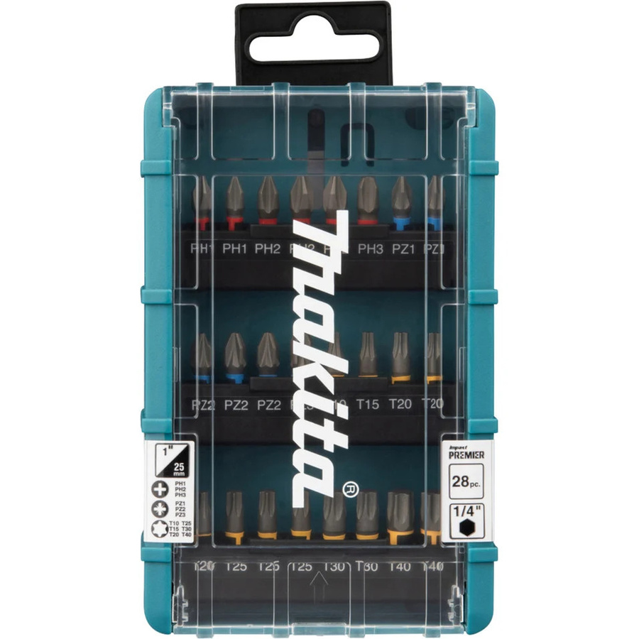 Makita Impact Premier Torsions-Steckschlüssel- und Bit-Satz E-25068, 28-teilig mit Kreuzschlitz Phillips, Kreuzschlitz Pozidriv und T-Profil - Bild 2