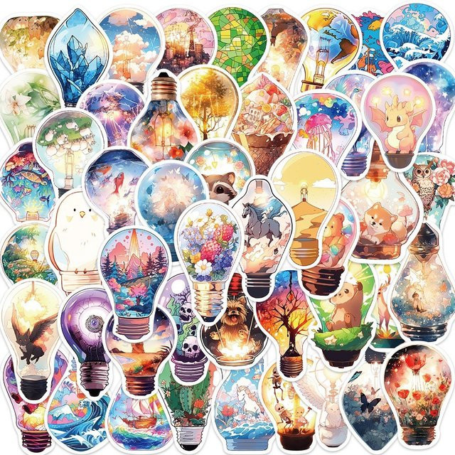 50-teiliges Set wasserfeste Weltkugel-Aufkleber in Multicolour als DIY-Dekoration für Gitarren, Notebooks und Gepäck für dich von YourLife Store - Bild 1