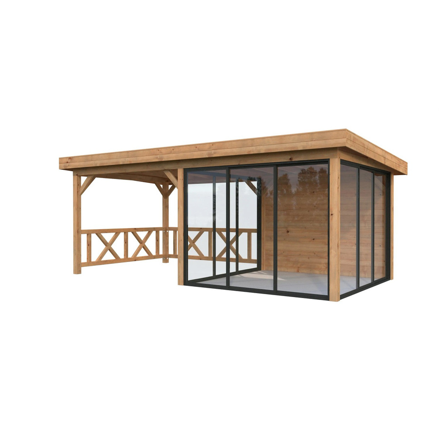 Palmako Pavillon Lenna Set 404 Slide aus Fichtenholz, Braun, B/H/T: 588 x 245 x 300 cm - Bild 2