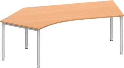 Schäfer Shop Genius Winkelschreibtisch MODENA FLEX 135 Grad mit linkem Ansatz in Buche und Weißaluminium - Bild 1