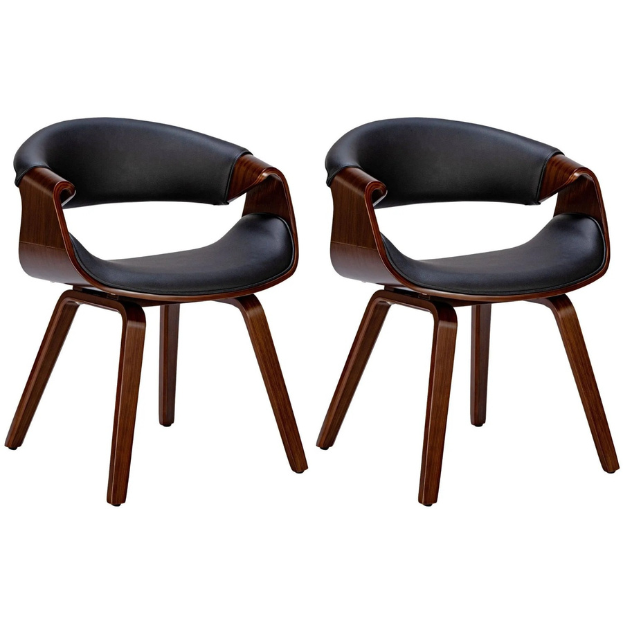 DELUKE 2er Set Esszimmerstühle aus Kunstleder und Stoff in Vizon, Walnuss/Schwarz, B/T/H: 62 x 52 x 76 cm - Bild 2
