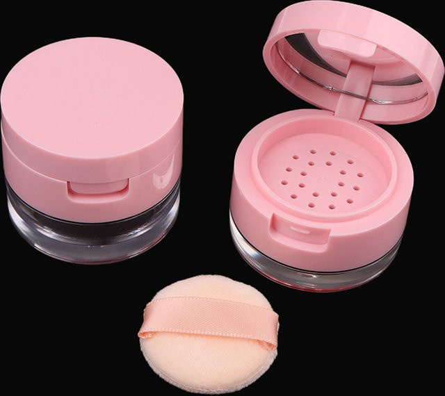 Leere Puder Dose mit Sieb und Spiegel, Kunststoff, Unisex - Bild 1
