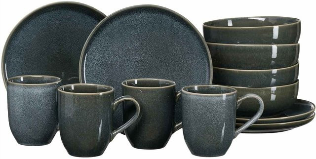Ritzenhoff & Breker Frühstücksset Eda Kaffeeservice aus Keramik in Schwarz und Grau, 12er Set - Bild 1