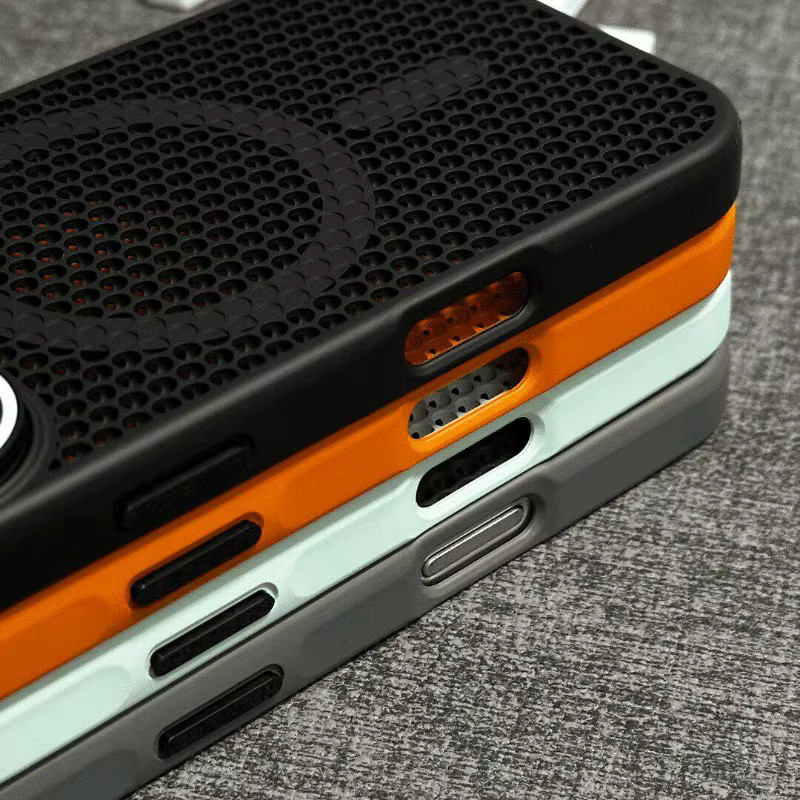 Magnetische Waben-Kühl-Schutzhülle für iPhone 16, 15 Pro Max, 14 Plus, 13, 12 Pro mit Kamerahalterung und stoßfestem PC-Gehäuse in Blau - Bild 3