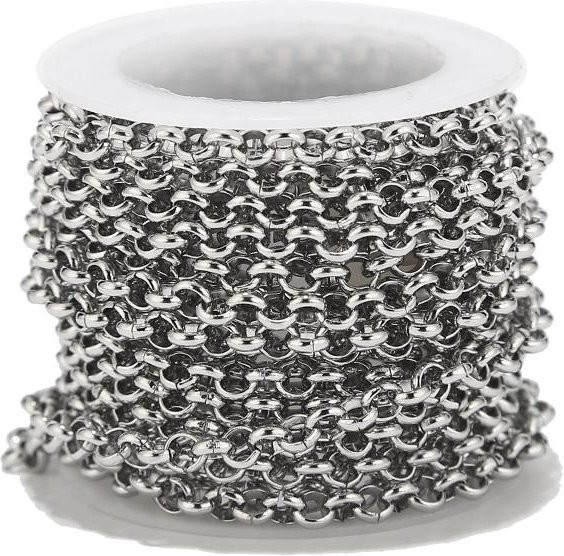 Figaro Gliederkette Edelstahl, vergoldet, 4mm, silber - Bild 1