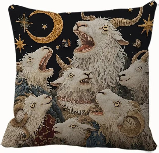 JMG Clothing Kissenbezug mit Ziegenmotiv in Weiß, B/B: 45 x 45 cm - Bild 1