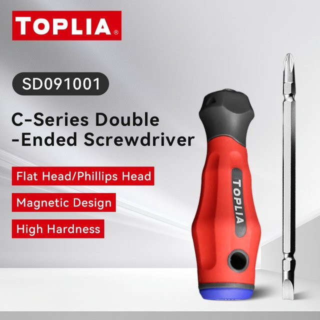 TOPLIA Dual-Purpose-Schraubendreher aus CR-V mit Doppelkopf in Rot, Magnetischer Phillips und Schlitz Schraubendreher für Reparaturen und Haushalt - Bild 1