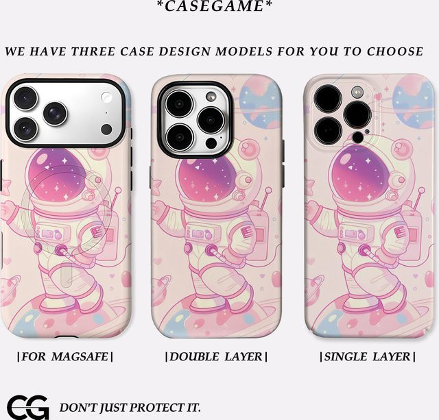 Pastell Space Bear Handyhülle für Apple iPhone 17 16 15 14 13 Pro Max Plus mit doppelschichtiger Rückseite - Bild 1
