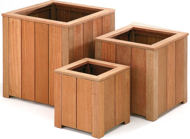 Viereckiger Blumenkasten aus Bangkirai-Hartholz B/T/H: 40 x 40 x 40 cm - Bild 1