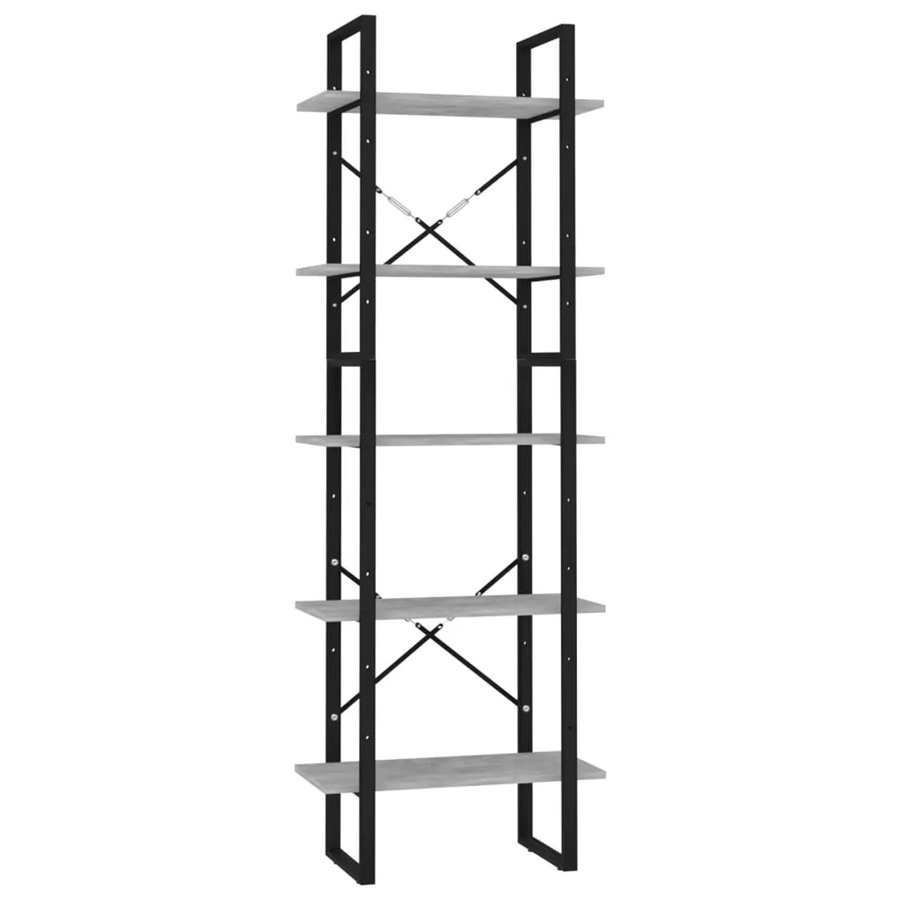 vidaXL Bücherregal im Industrial Design aus Holzwerkstoff und Metall, Grau, B: 60 cm, T: 30 cm, H: 175 cm - Bild 2