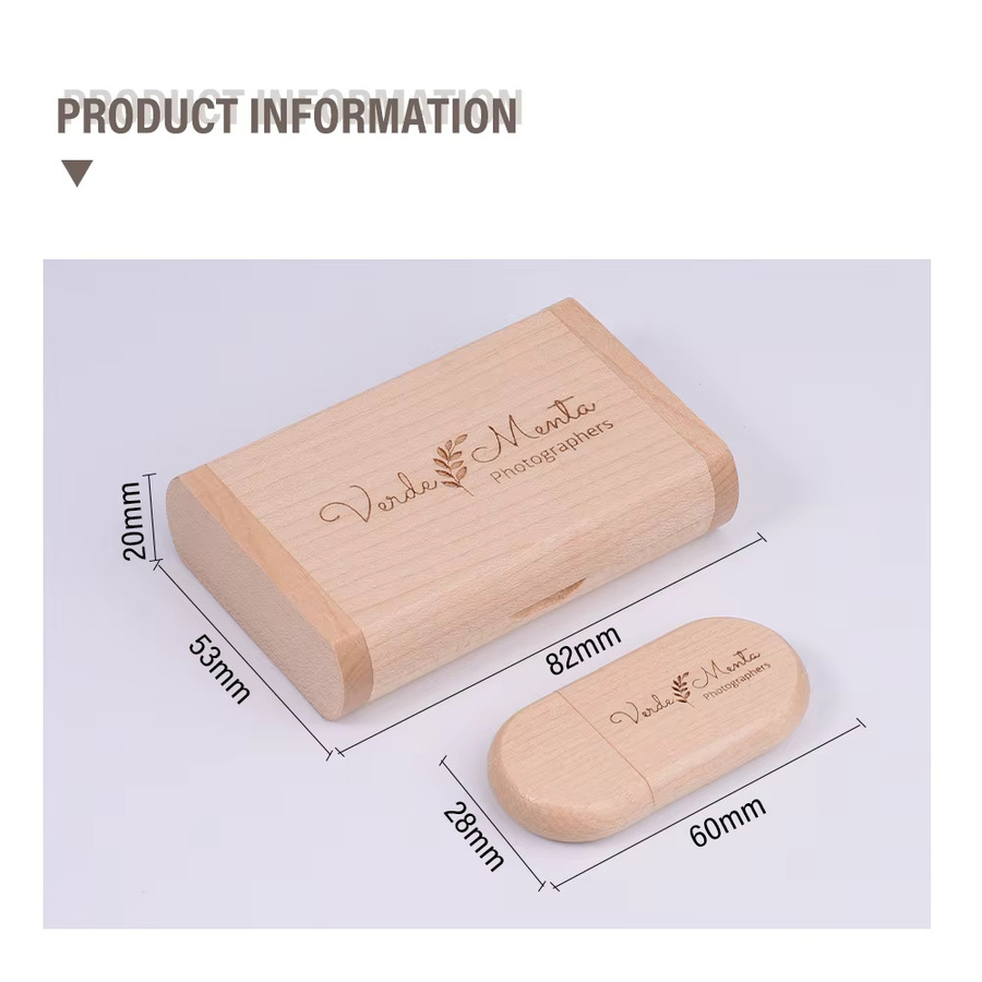 JASTER USB 3.0 Hochgeschwindigkeits-Flash-Laufwerk in brauner Holzkiste mit persönlichem Logo - Bild 3