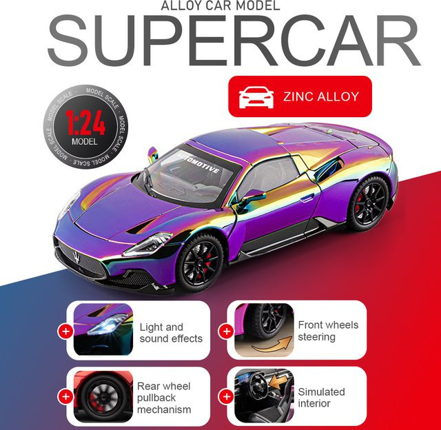 RMZ city MC20 Supersportwagen, Spielzeugmodell, 1:24 Maßstab, mit Licht und Sound, Türen zum Öffnen - Bild 1