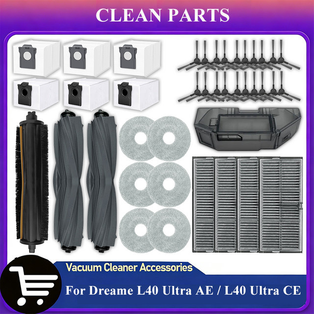 Dreame Zubehör-Set für L40 Ultra AE und L40 Ultra CE Roboterstaubsauger mit Hauptbürste, Seitenbürste, Wischtuch, HEPA-Filter und Staubbeutel - Bild 1