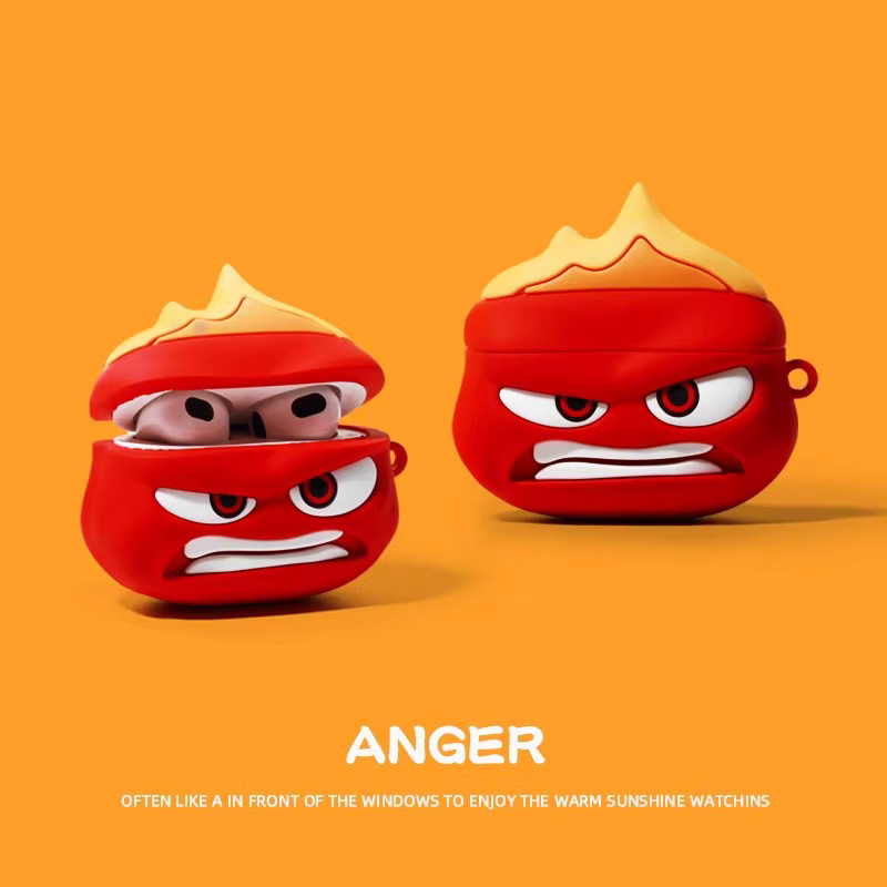 Anger Silikon-Kopfhörerhülle für AirPods 1, 2, 3, 4, Pro und Pro 2 in Rot - Bild 2