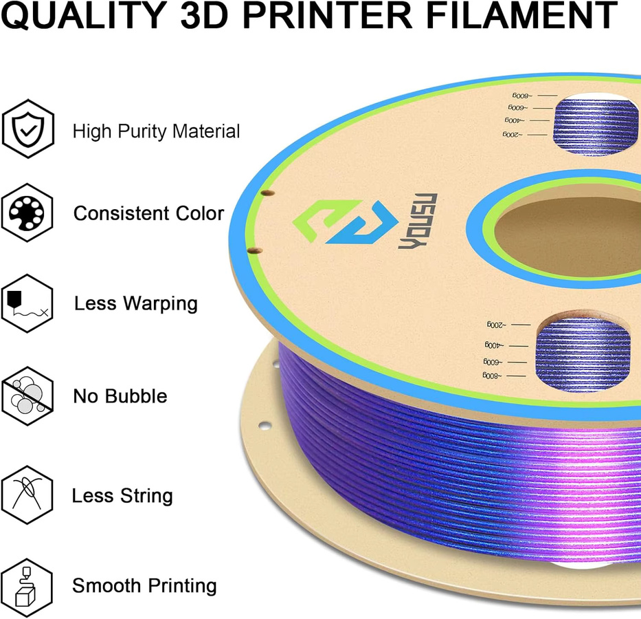 Filajoy3D Chameleon PLA Filament 1,75mm Multicolour Purple für FDM 3D-Drucker mit Farbwechsel durch Licht und Winkel - Bild 3