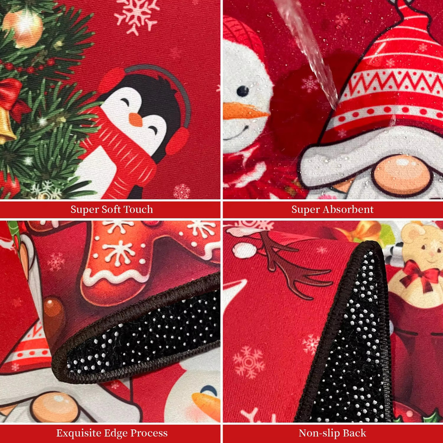 VIKAMA 2-teiliges Küchenteppich-Set mit Weihnachtsmotiv, rutschfeste Bodenmatten in Multicolor - Bild 3