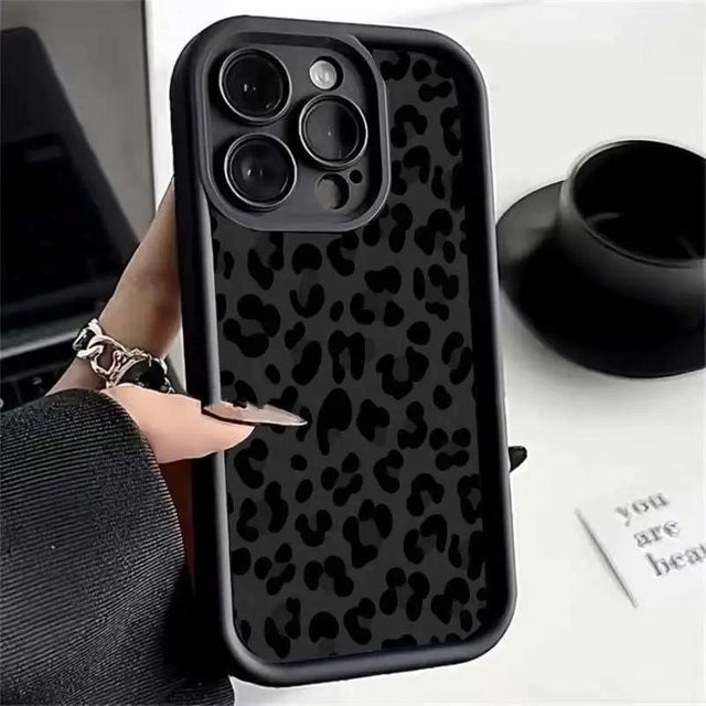 Retro Handyhülle mit schwarzem Leopardenmuster für Motorola Moto G22 G24 G84 G53 G14 G60 E13 E22 Edge 50 Pro 40 Neo 50 Fusion 5G - Bild 1