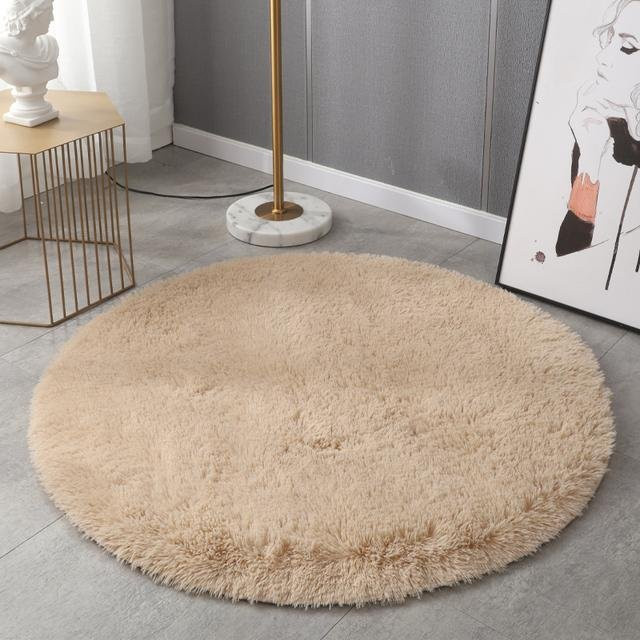 Runder Kinderteppich von Yiran Furniture in Weiß und Multicolour, flauschiger Teppich aus Polyester für Schlafzimmer, Wohnzimmer oder Teenagerzimmer, Durchmesser: 60 cm - Bild 1