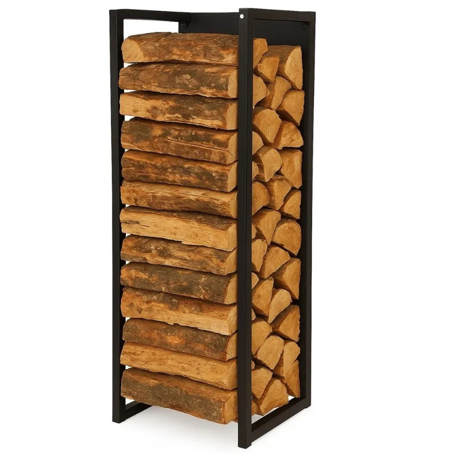 PROREGAL Kaminholzregal aus Metall mit Rückwand für Innen und Außen, Schwarz, B/T/H: 92 x 41 x 31 cm - Bild 2