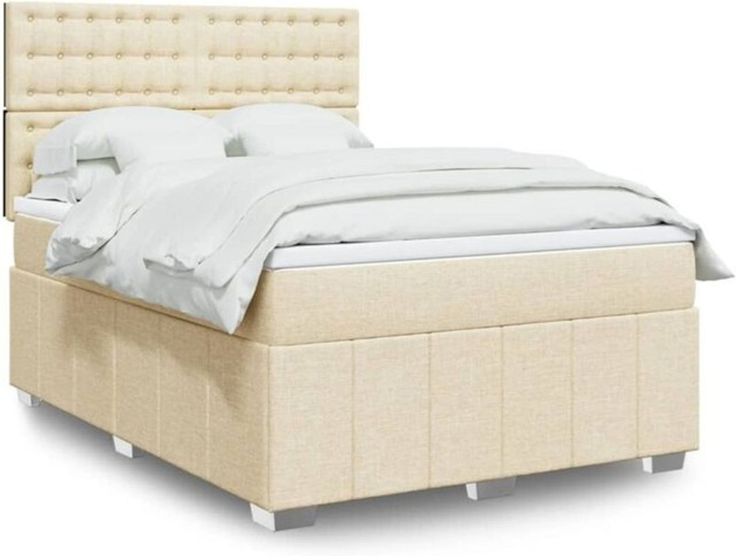 vidaxl Boxspringbett mit Matratze aus Stoff in Creme und Beige B/T/H: 140 x 200 cm - Bild 1