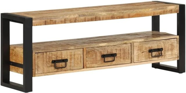 vidaXL TV-Schrank aus Massivholz Mango in Braun im Vintage-Design, B/T/H: 120 x 30 x 45 cm - Bild 1