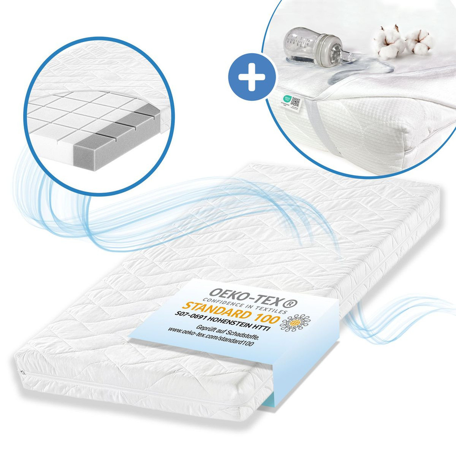 Julius Zöllner Babybett-Matratze Air Allround mit wasserdichter Molton-Auflage, Farbe: Weiß, B/T: 70 x 140 cm - Bild 1