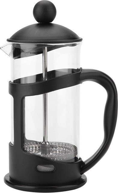CosyHome Tragbarer Kaffeebereiter aus Edelstahl und Glas, French Press und Teekanne, Schwarz, 600 ml - Bild 1