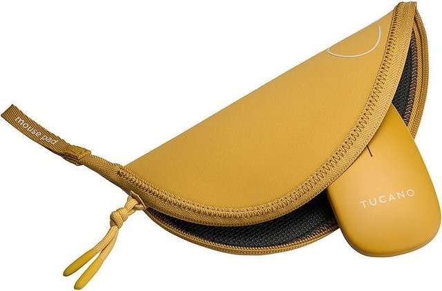Tucano TOPO Faltbare Mousepad-Tasche mit Bluetooth Wireless-Maus in Senfgelb - Bild 1
