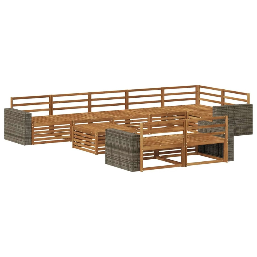 vidaXL Outdoor-Sofagarnitur aus Akazienholz mit 9 Teilen und Polstern in modernem Design - Bild 2