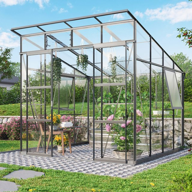 Vitavia Gewächshaus Playa 7600 Schwarz mit Fundament und Polycarbonat-Verglasung - Bild 1
