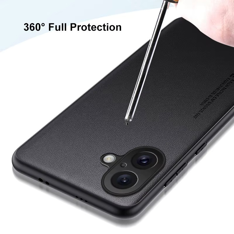 Stoßfeste Aveuri iPhone 17 Handyhülle aus luxuriösem PU-Leder und TPU-Silikon in Orange - Bild 2