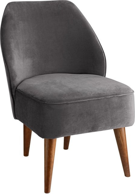 VEGA Loungesessel Lasse in Grau mit Samtstoff, B/T/H: 54 x 60 x 82 cm - Bild 1