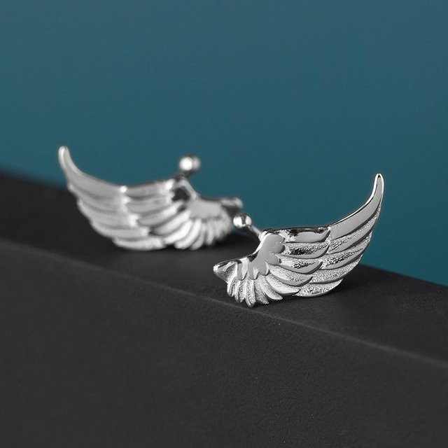 Wucifang Jewelry Ohrringe, 925 Sterling Silber, Engelsflügel Feder, Damen - Bild 1